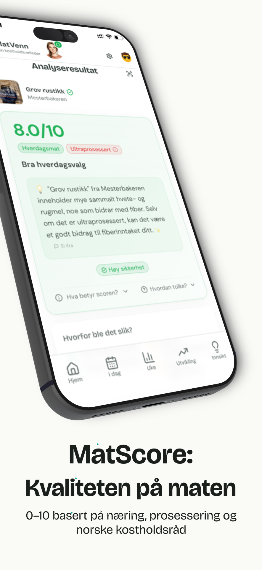 MatScore-analyse av Grov rustikk-brød med score 8.0 av 10
